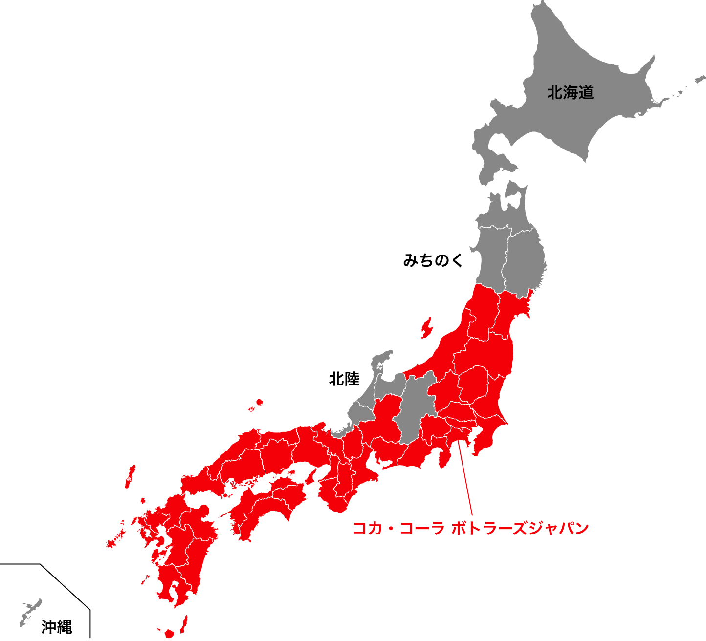 販売地域の地図（本州・四国・九州の多くの県）